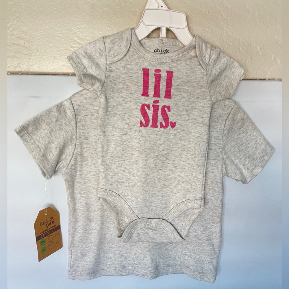 NWT 3T/0-6M Chick Pea, Big Sis / Little Sis matching shirt 3T / bodysuit